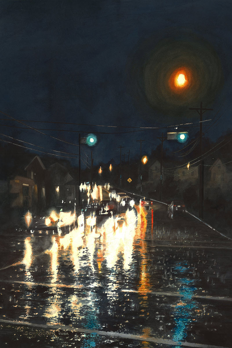 Rainy Night on Ridge by Thomas Schroeder